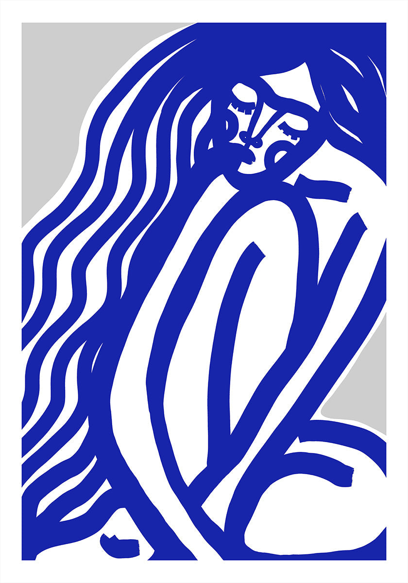 Blaues Konturen-Poster