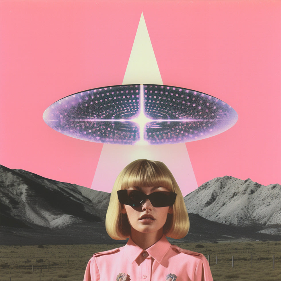 Eine Frau steht unter einem UFO (NEU)