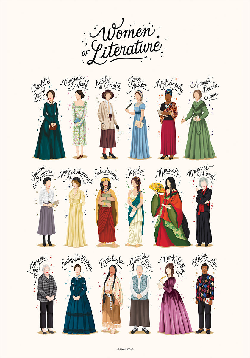 Poster „Frauen der Literatur“.