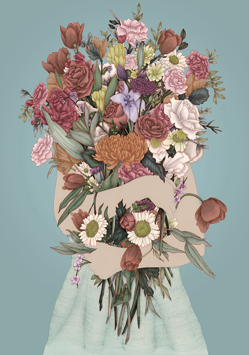 Großes Poster „Gathering a Garden Teal“.