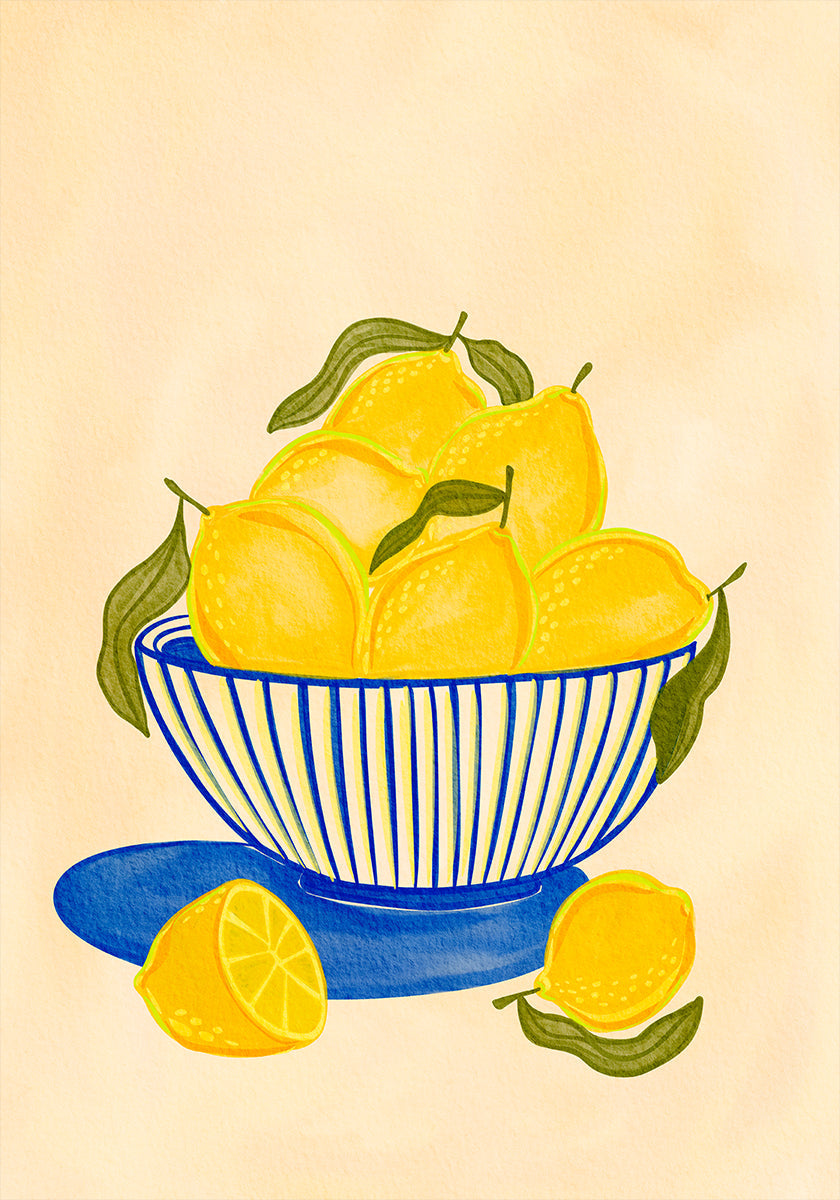 Bowl Of Vibrant Yellow Lemons Plakat