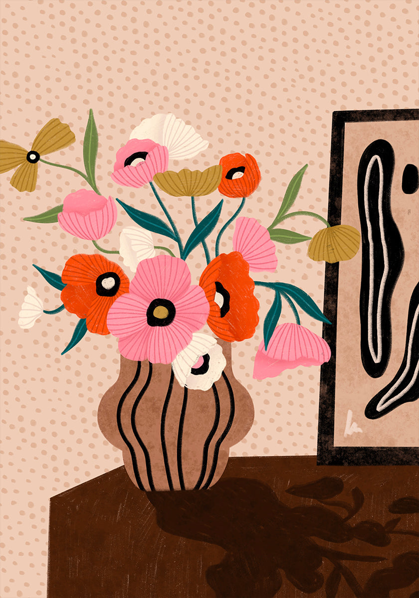 Blumen auf Sideboard-Poster