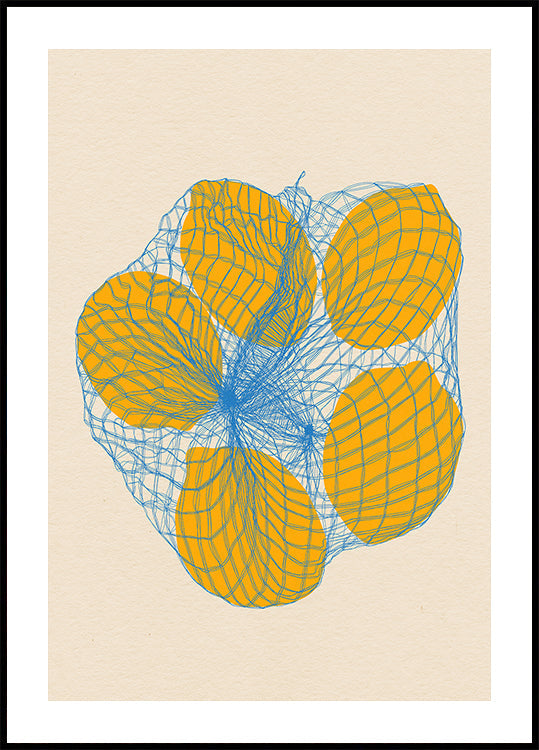 Fünf Zitronen in einem Netzbeutel-Poster