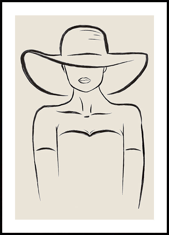 Frau mit breitem Hut Poster