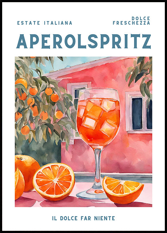 Aperol Spritz, Aquarell, frisches Poster
