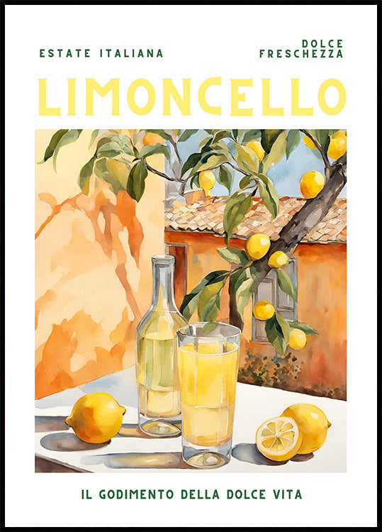 Limoncello, Aquarell, frisches Poster
