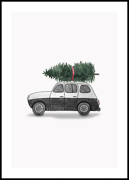 Poster 60x90 Juniqe  0002 Weihnachtsauto Schwarz Plakat