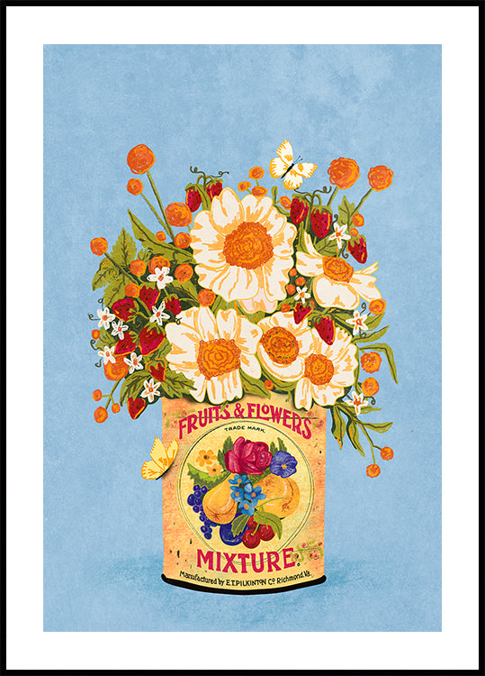Blumen in einer Vintage-Teedose