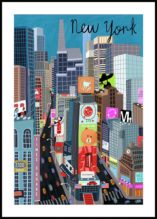 Times Square, New York Illustration von der Künstlerin Carla Daly
