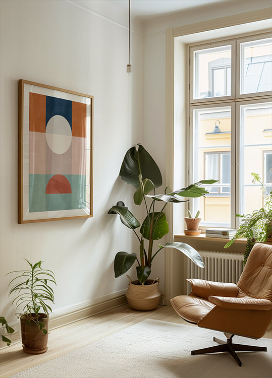 Abstraktes geometrisches Kunstwerk mit erdigen Tönen Poster
