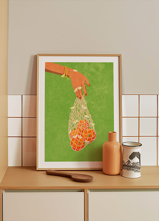 Poster mit frischen Orangen