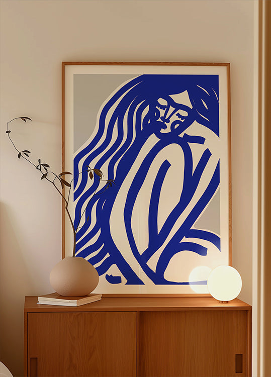 Blaues Konturen-Poster