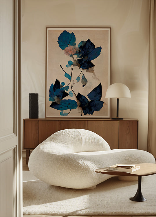 Blaues Trockenblumen-Poster