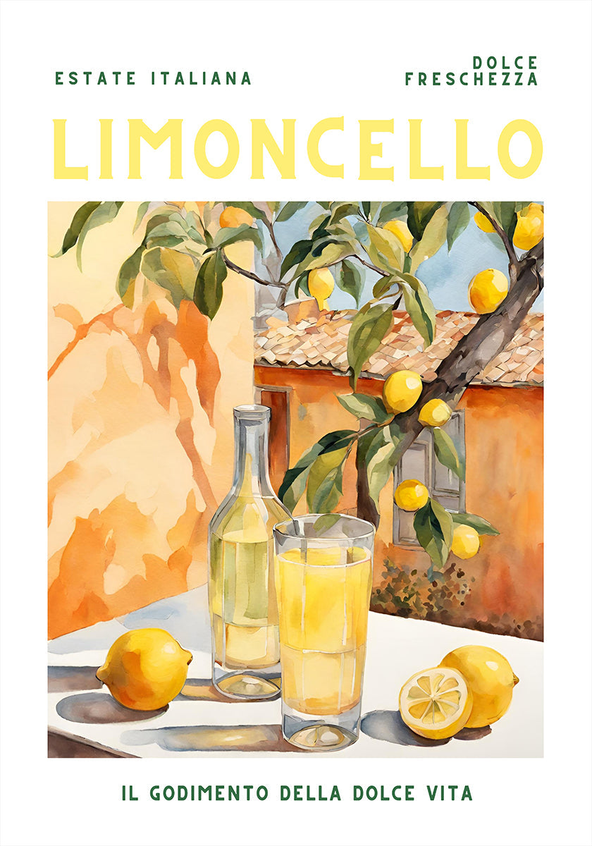 Limoncello, Aquarell, frisches Poster