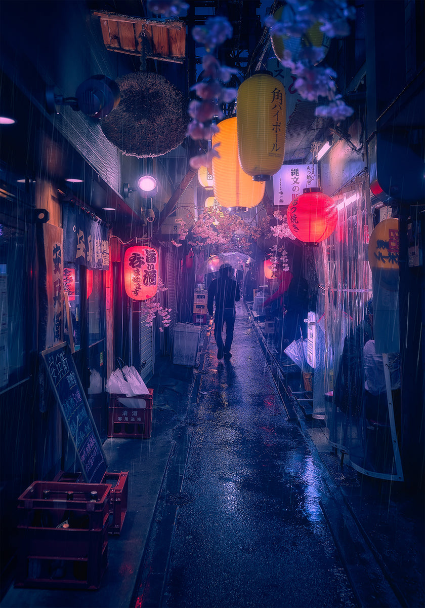 Blauer Regen von Tokio