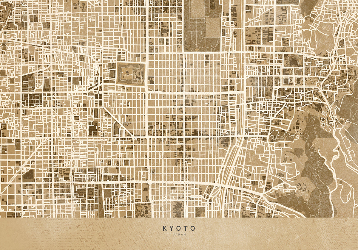 Sepia-Karte von Kyoto (NEU)