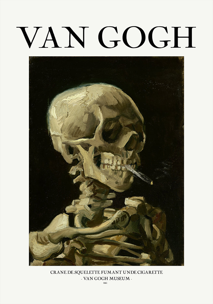 Kopf eines Skeletts mit brennender Zigarette Poster