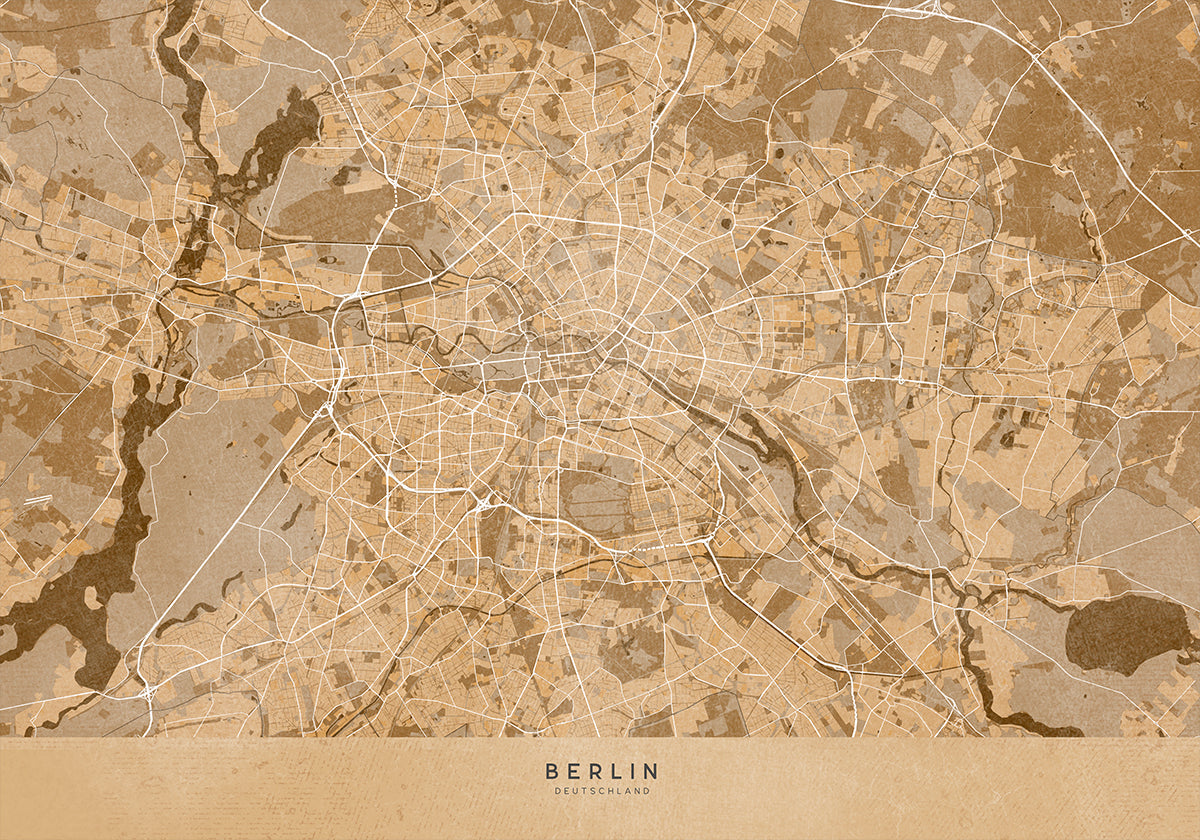 Sepia-Vintage-Karte von Berlin in Deutschland (NEU)