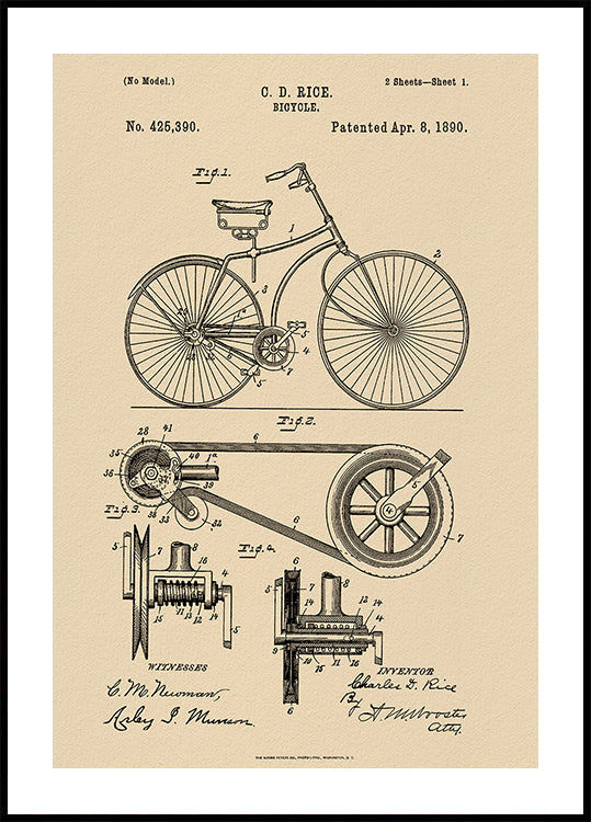Bicycle Patent 1890 (NEW) - Posterbox