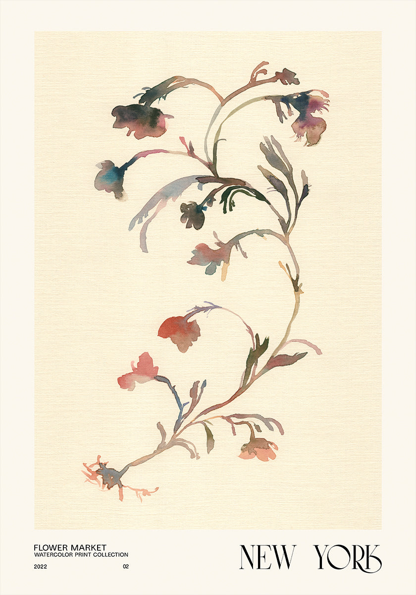 Sammlung von Aquarelldrucken. Blumenmarkt - New York