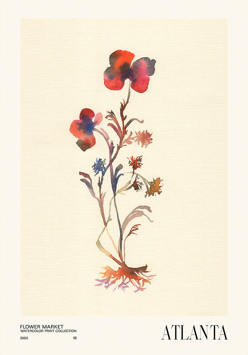 Sammlung von Aquarelldrucken. Blumenmarkt – Atlanta