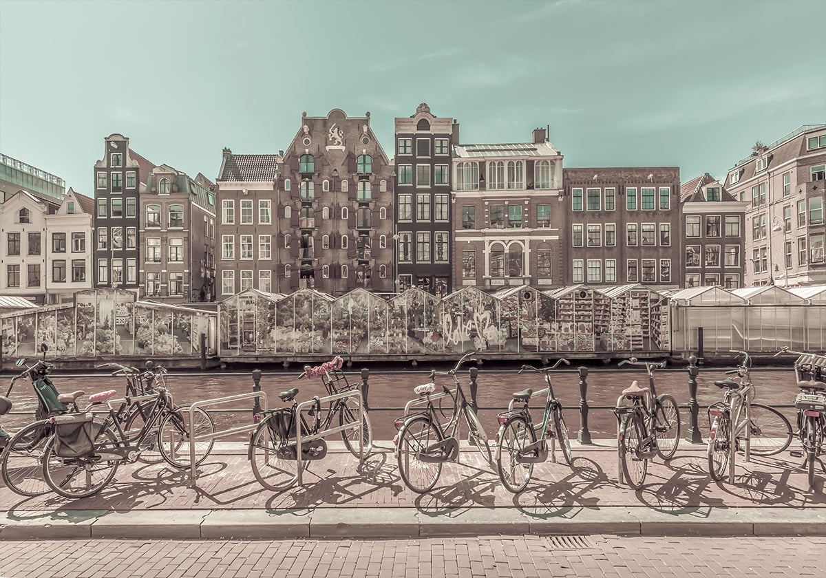 AMSTERDAM Singel Canal with Flower Market | urban vintage style Plakat