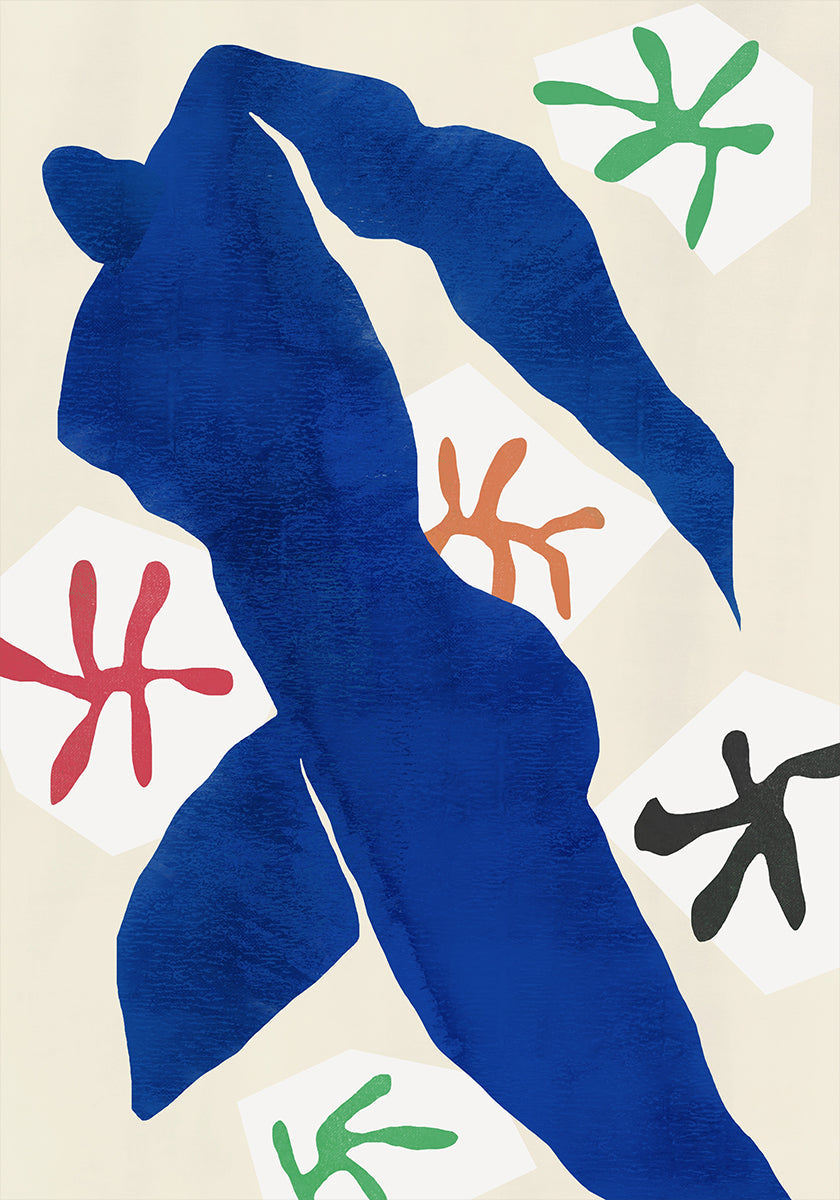 Abstraktes blaues Figurenplakat