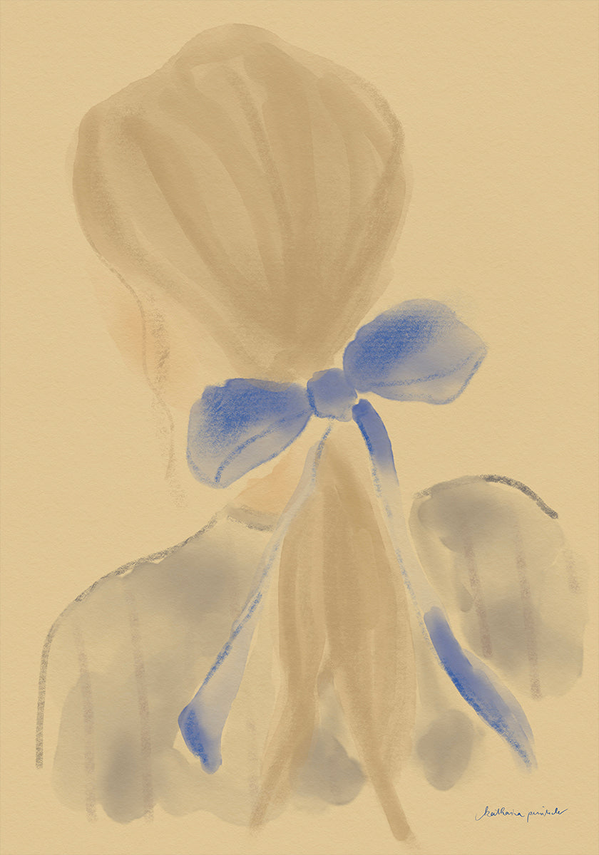 Mädchen, Mit, A, Blaues Haar, Ribbon