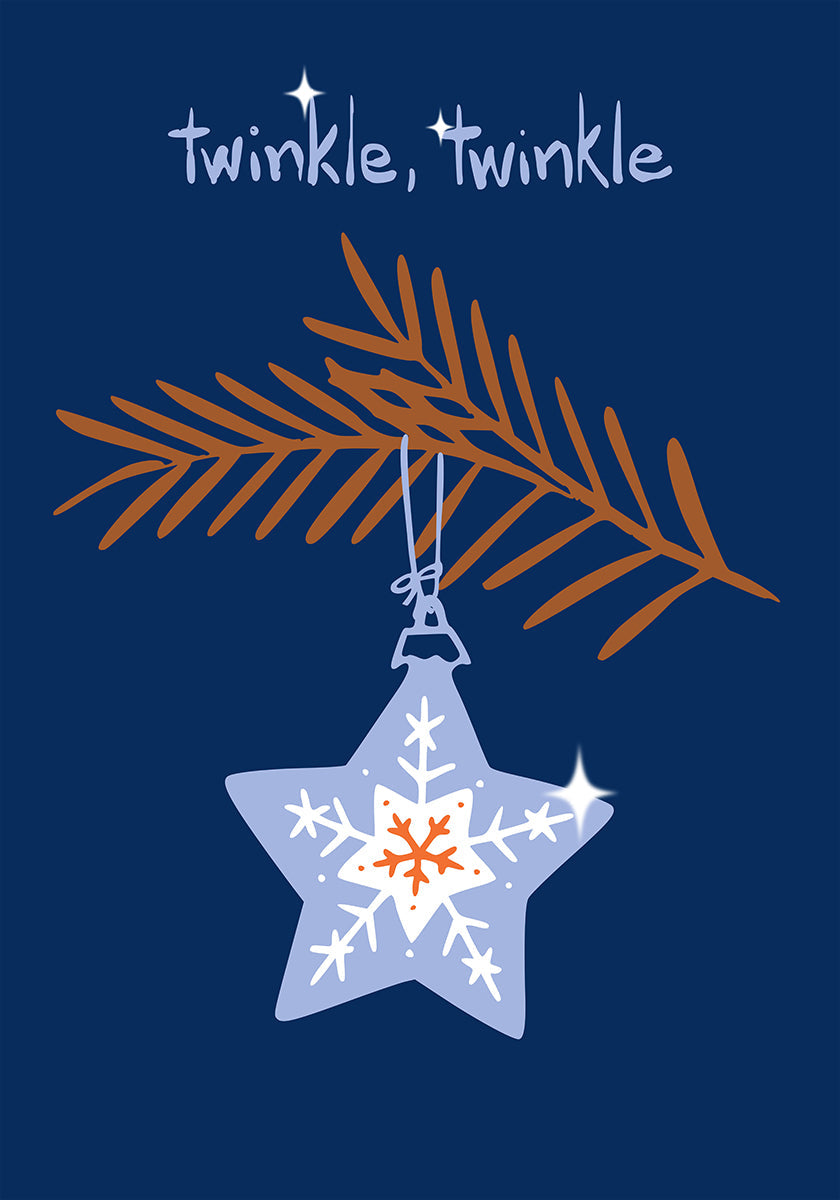 Fröhliches funkelndes Weihnachtsstern-Blau-Poster
