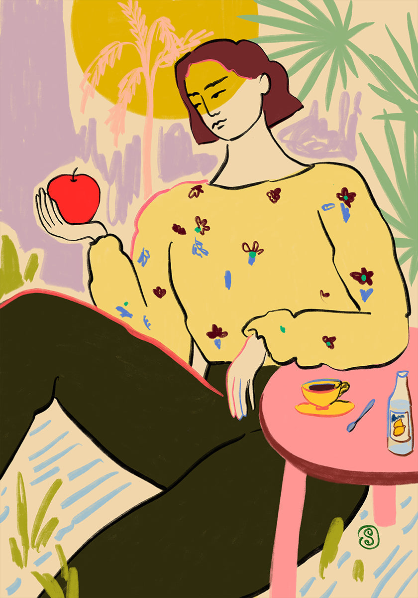 Frau mit Apfel