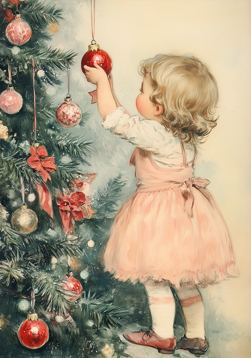 Junges Mädchen, An, Weihnachtsabend, Poster