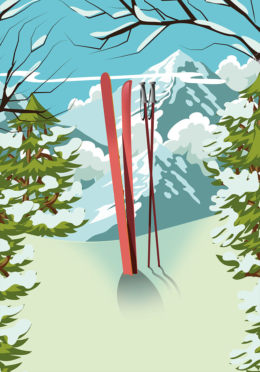 Berggipfel-Ski-Poster
