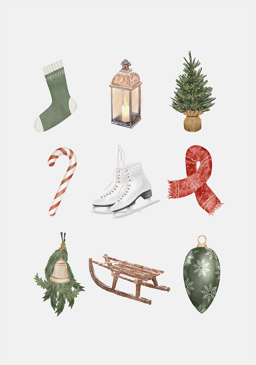 Nine Cute Christmas Items Plakat