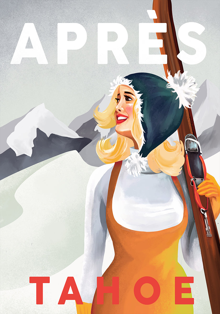 Apres Ski Lake Tahoe Vintage Pin Up Kunstposter