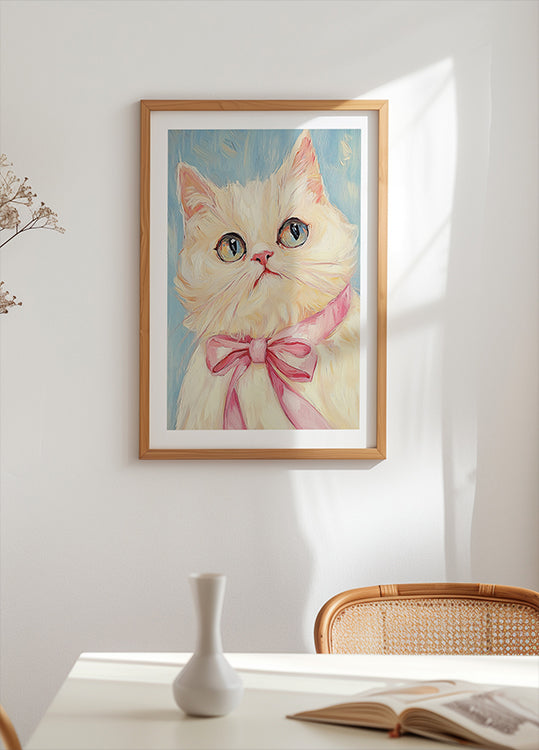 Pink Bow White Cat (NEW) - Posterbox