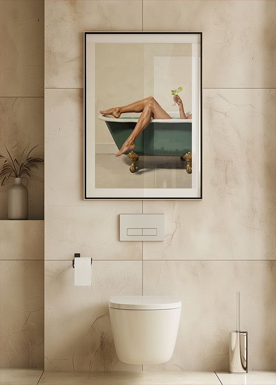 Bathtub Martini Moment Poster - Posterbox