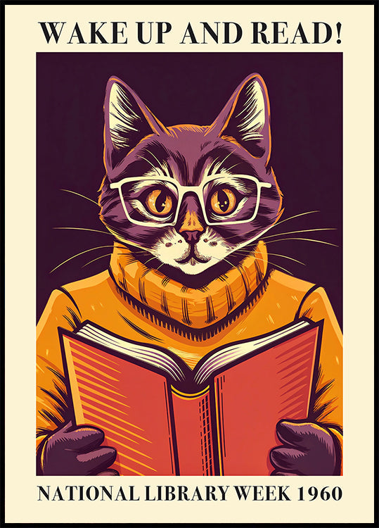 Library Week Cat Poster - Posterbox