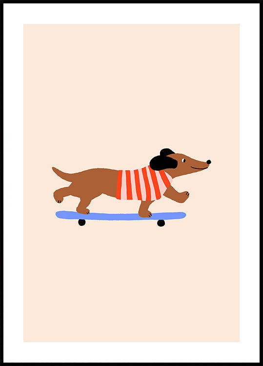 Dachshund on Skateboard (NEW) - Posterbox