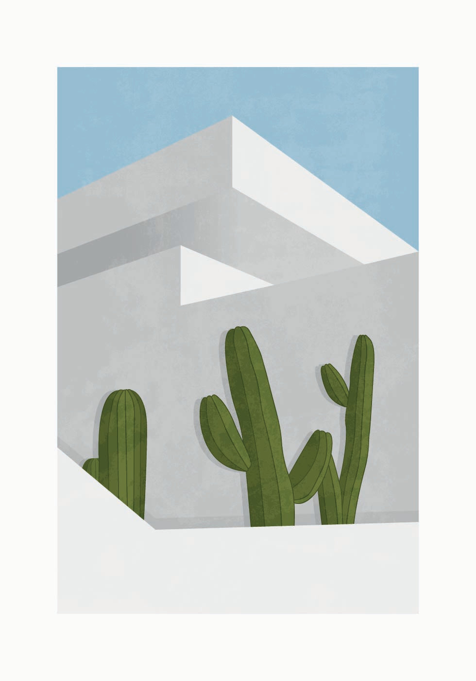 Kaktusschatten, modernes Wüstenarchitektur-Poster