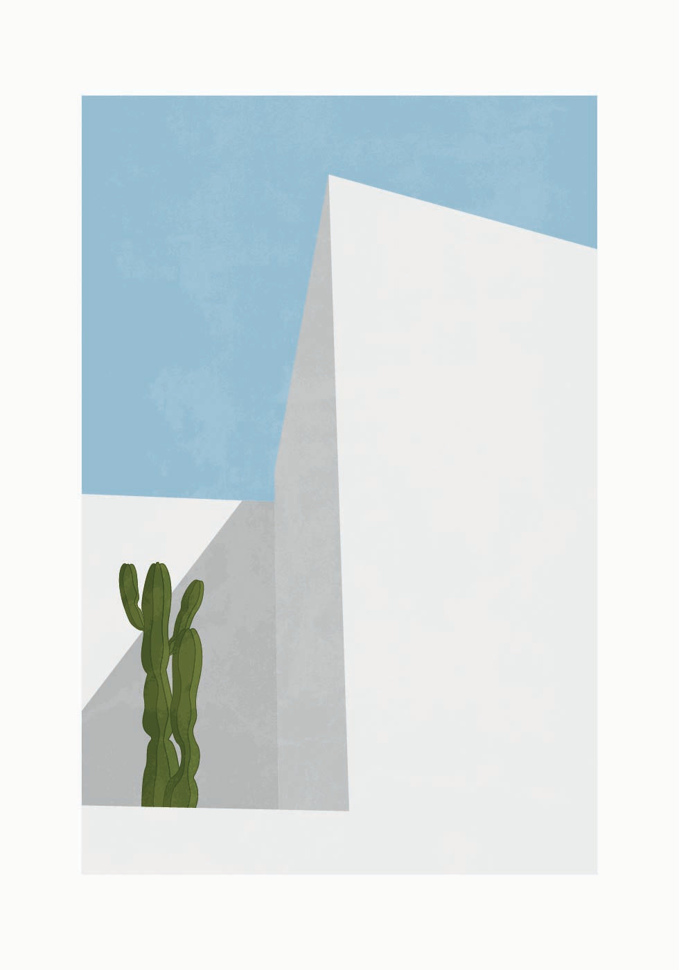 Minimales Wüstenansicht-, Kaktus- und Geometrie-Poster