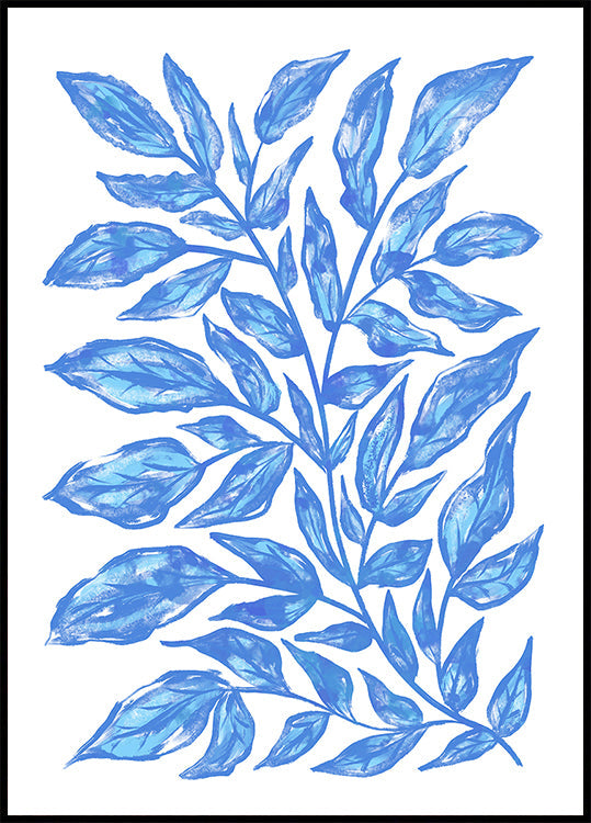 Botanische Illustration Des Blauen Blätterplakats