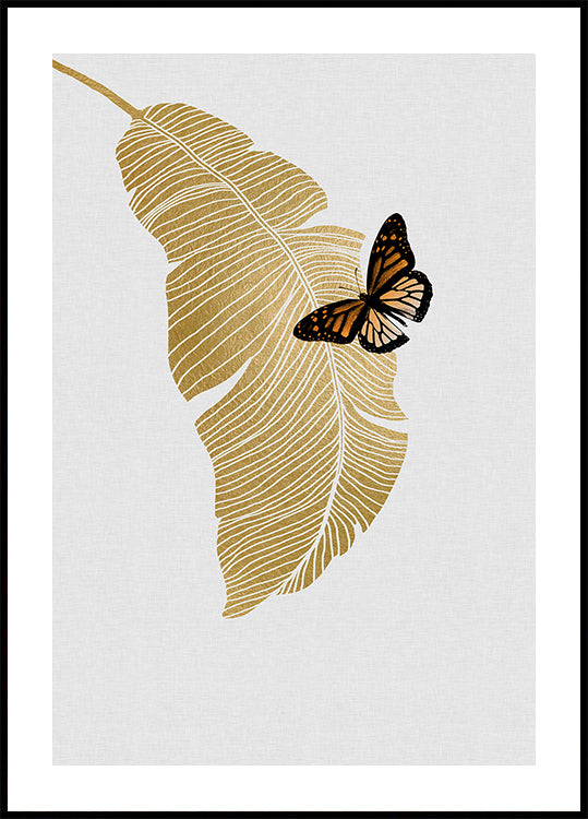 Poster mit Schmetterlingen und Palmblättern