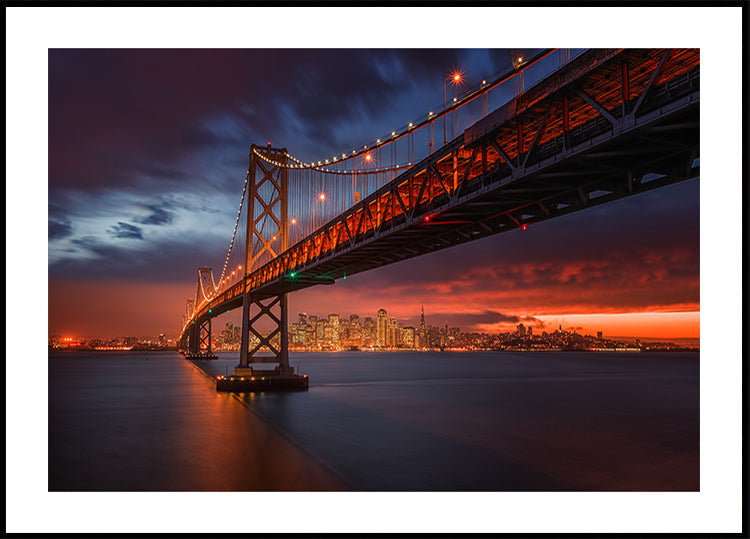 Bay Bridge bei Nacht Poster