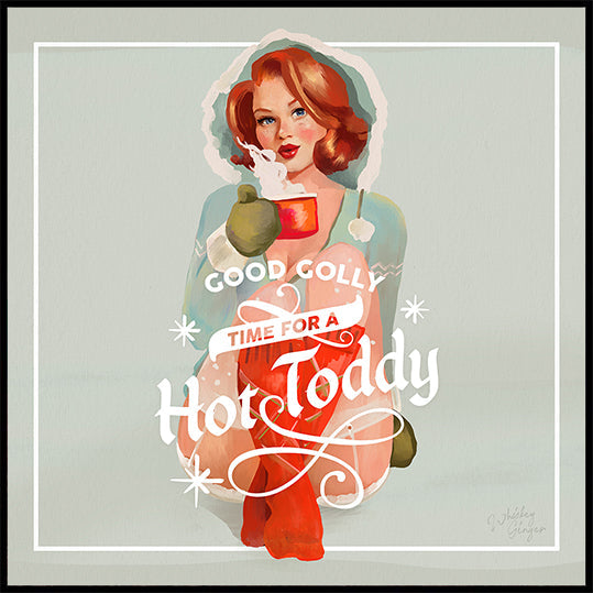 Hot Toddy Redhead Vintage Winter Cocktail Art (NEU)