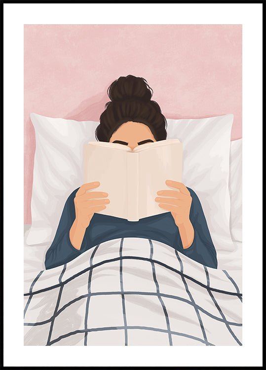 Mädchen liest ein Buchplakat