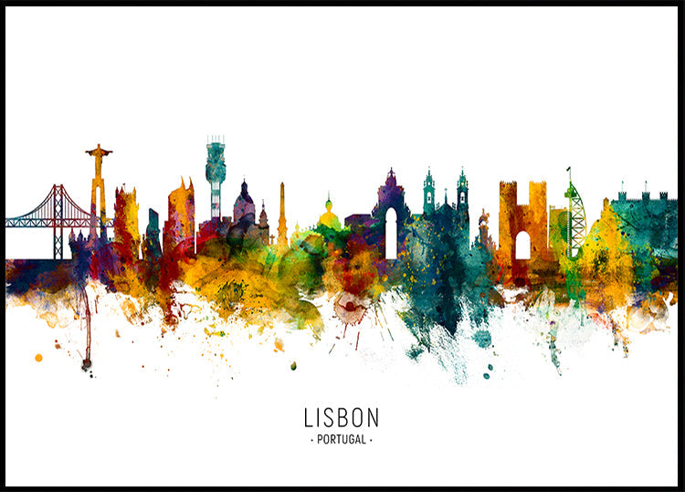 Lisbon Portugal Skyline Plakat