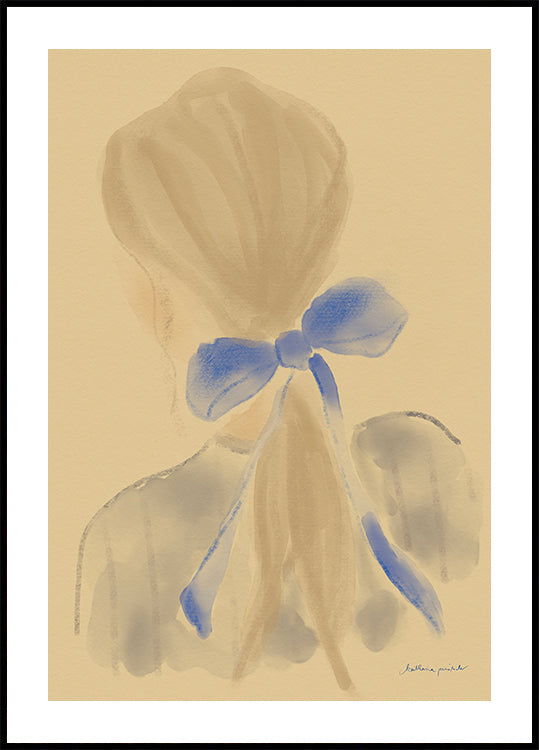 Mädchen, Mit, A, Blaues Haar, Ribbon