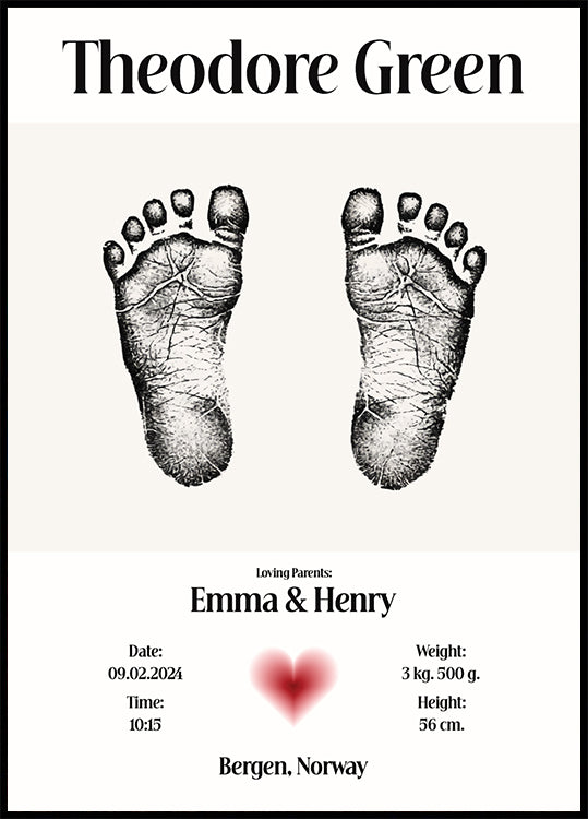 Personalisiertes Baby-Fußabdruck-Poster