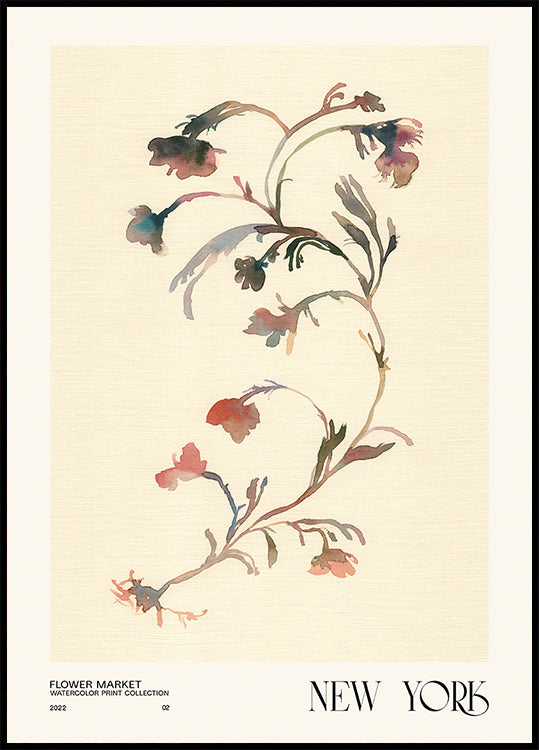 Sammlung von Aquarelldrucken. Blumenmarkt - New York