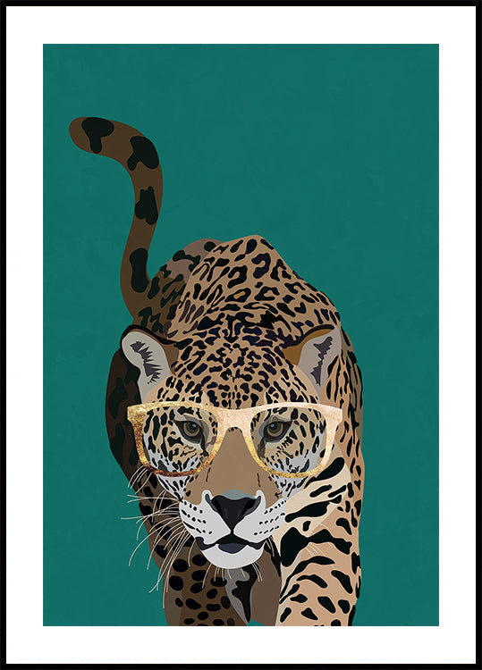 Neugieriges grünes Leoparden-Poster